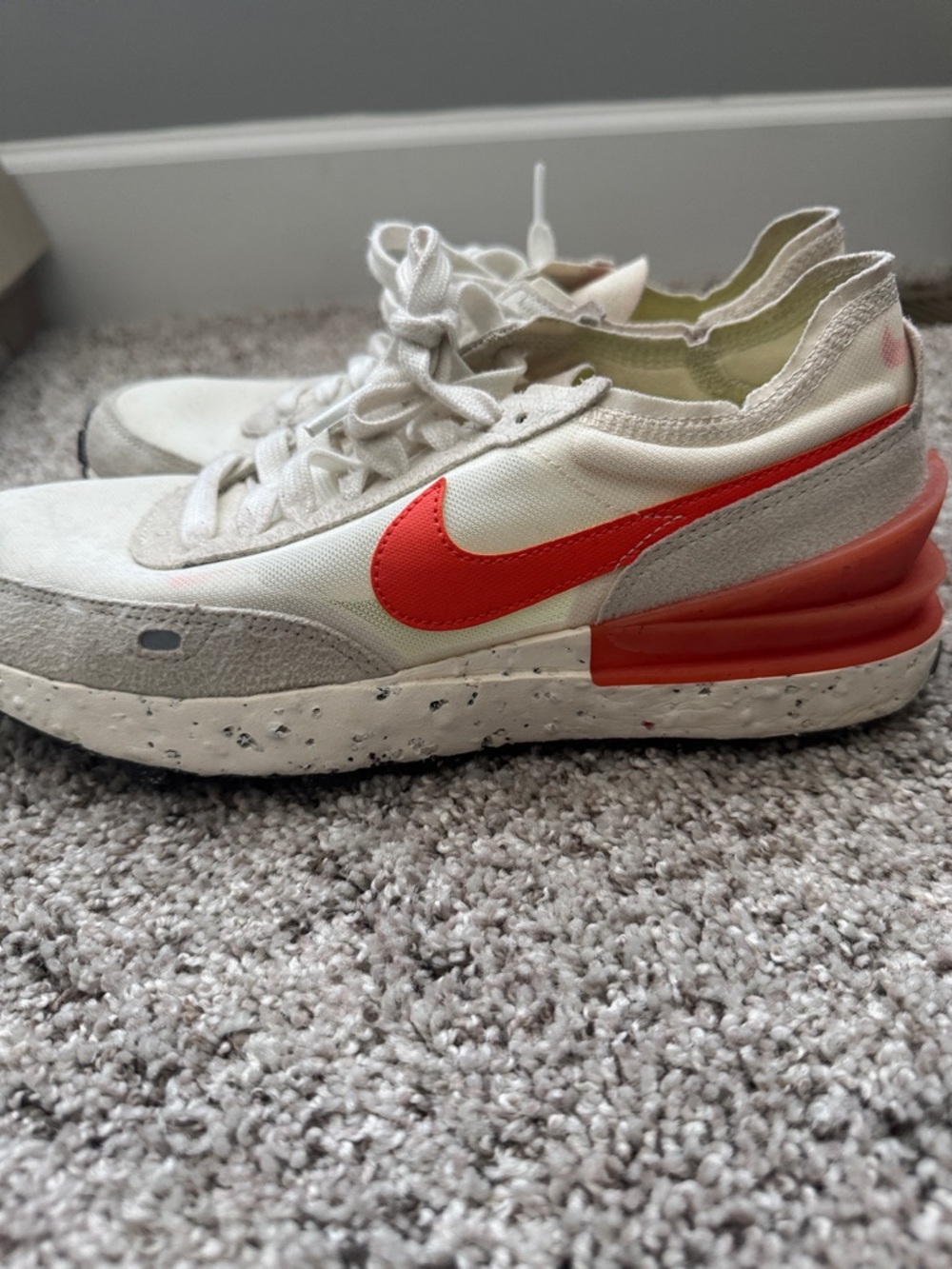 Nike White and Orange Waffle Runner